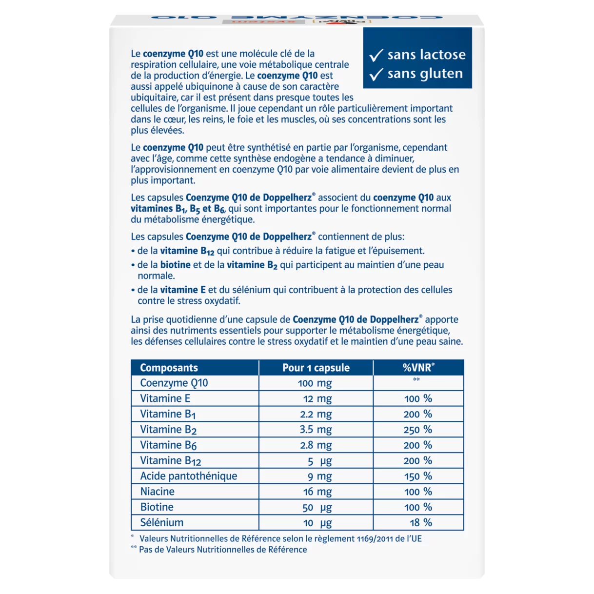 Doppelherz system COENZYME Q10  Vue arrière